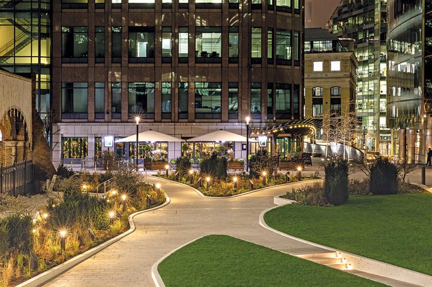 Exchange Square project features accessible park, amphitheatre and paved area all designed to attract people back into central London