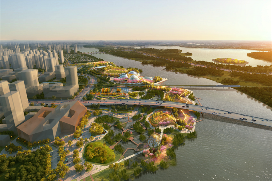 Aerial view of the park design. Image: Grant Associates