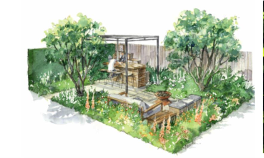 Rhiannon Williams' design is a relaxed entertainment space. Image: Landform Consultants