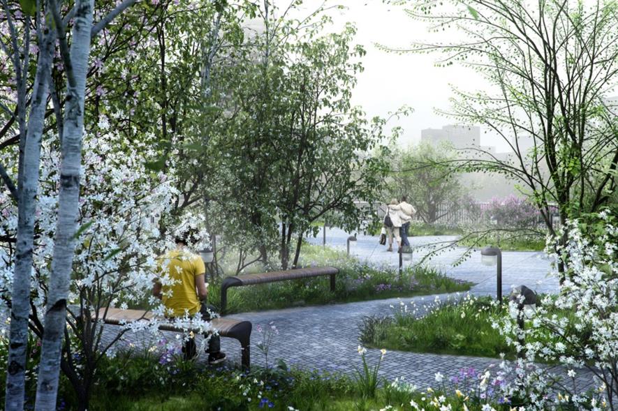 Artist's impression of the Garden Bridge in spring. Image: Garden Bridge Trust