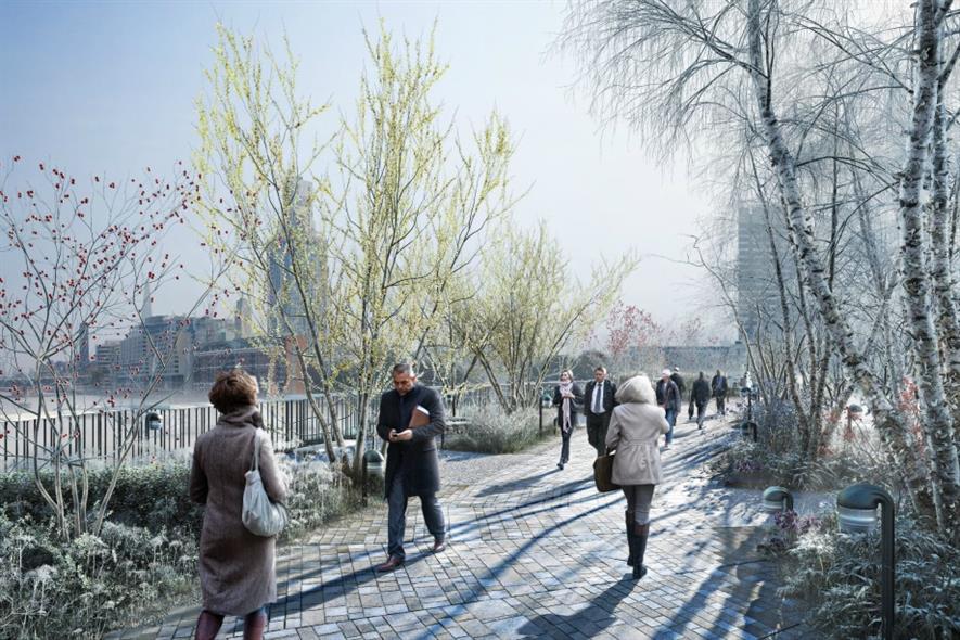 Artist's impression of the Garden Bridge in winter. Image: Arup