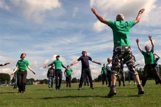 TCV sessions start with a warm-up. Image: The Conservation Volunteers