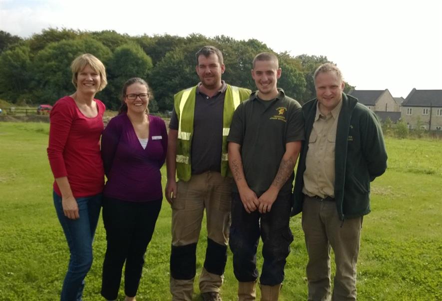 (l - r) Emma Hanford, Vicki Finlay, Tom Utley (Utley Excavations) and Andrew Houseman and Ben Stirling (Landscape Creations)
