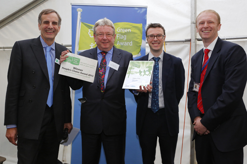 (l-r) Phil Barton (Green Flag) cllr Mike James (Neath Port Talbot) Ben Llewellyn (DCLG) Andy Kauffman (Quadron Services)