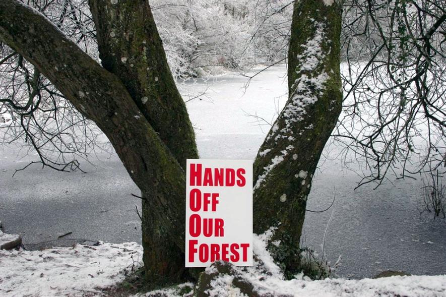 Placard in the Forest of Dean - image: 38 Degrees