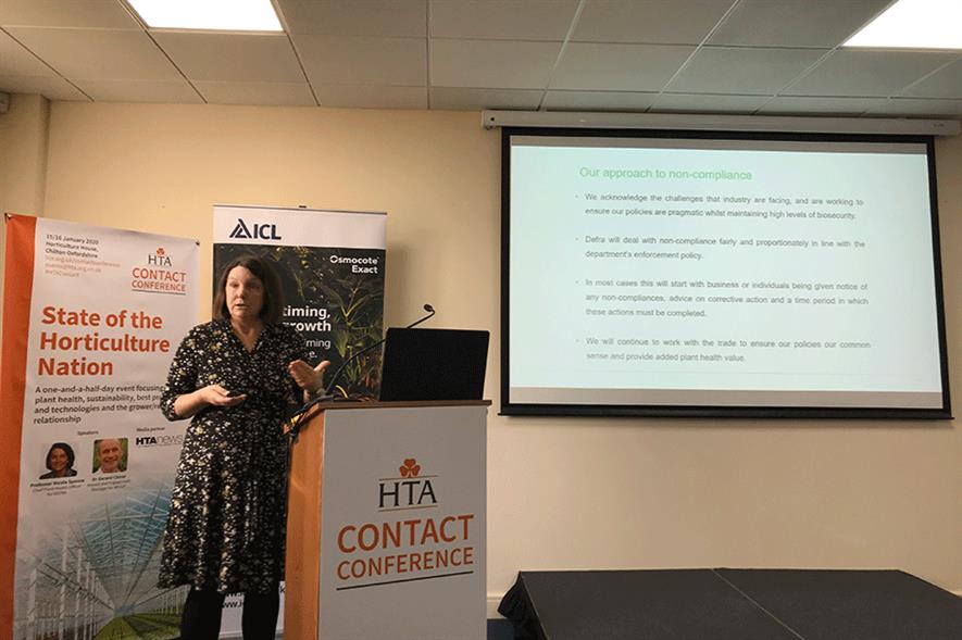 Plant health chief Nicola Spence at the HTA Contact Conference - image: HW