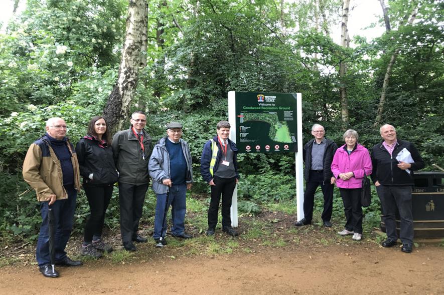 Watford Council and Veolia’s parks team at Goodwood Recreation Ground, with community representatives and Green Flag Judges
