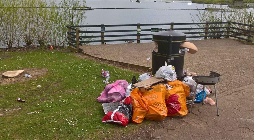 Rubbish left at Willen Lake this summer. Image: The Parks Trust