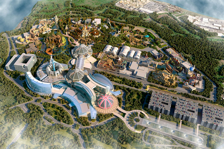 Aerial concept drawing of The London Resort site, Kent - image: The London Resort