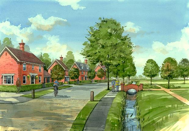The Long Marston Airfield development has been designed with garden city principals. Image: Cala Homes