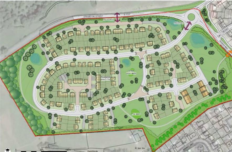 Areas of green space can be seen in the masterplan. Image: Pegasus Group