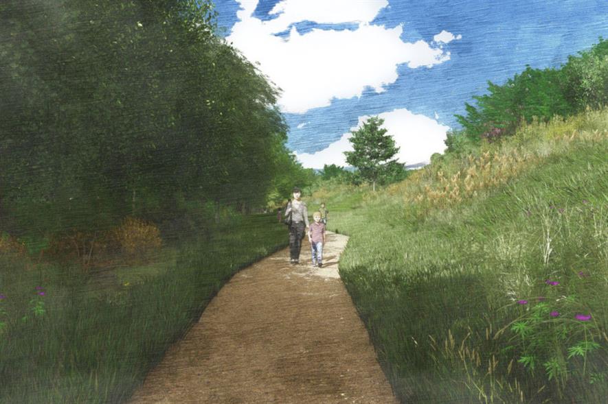 Artist impression of the new biodiversity corridor - credit: Wykeland/FPCR Environment and Design