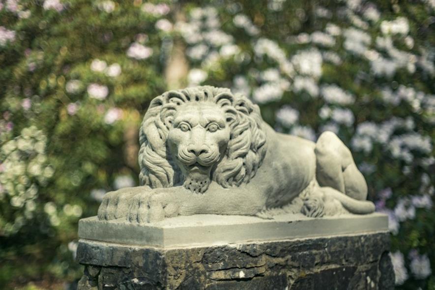 One of the replica lions. Image: Rowallane Garden, National Trust, Northern Ireland