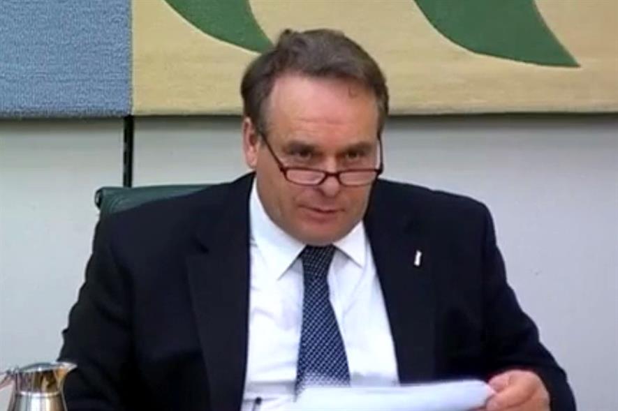 Neil Parish chairing this morning's EFRA Committee meeting - image: parliamentlive.tv