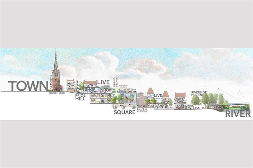 LDA Design's vision for Shrewsbury in 2036. Image: LDA Design