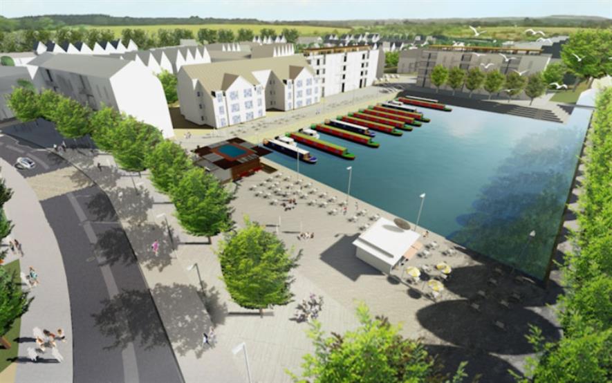 Visualisation of canalside at Staverley Works. Image: Chesterfield Borough Council