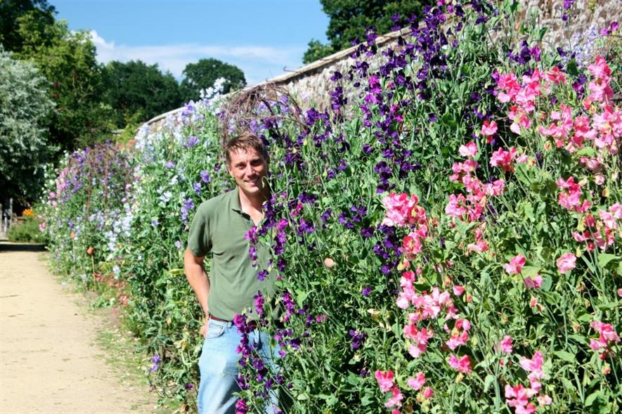 Head gardener Tom Brown in the Parham walled gardens. Image: Supplied