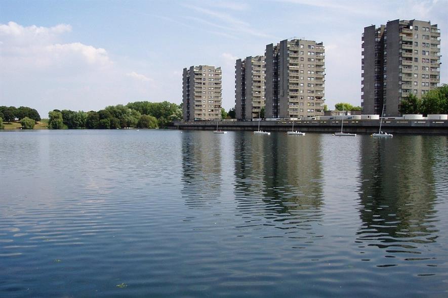 Towers at Thamesmead from Southmere Lake. Image: Ewan-Munro (CC-by-SA-2.0)/ Flickr