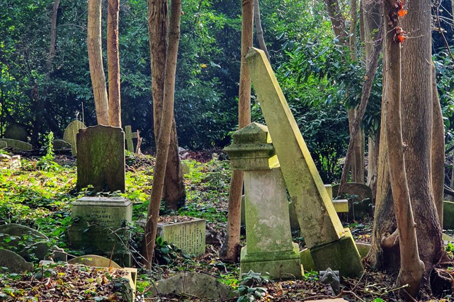 The leaning obelisk in Highgate Cemetery - credit: Friends of Highgate Cemetery Trust