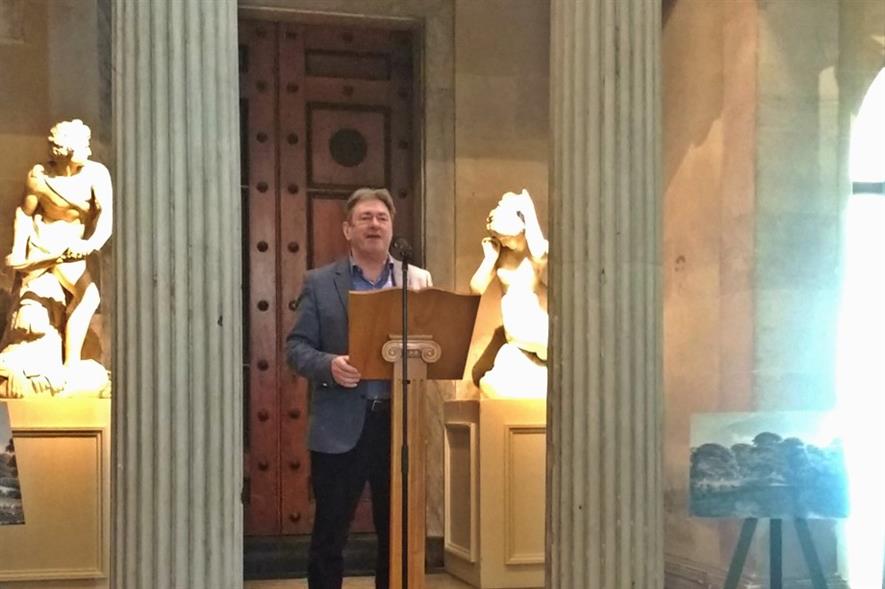 Alan Titchmarsh in Woburn's Sculpture Gallery with a Repton painting in the foreground. Image: HW
