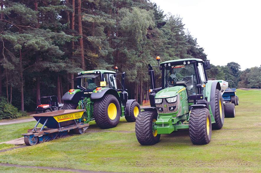 MJ Abbott: contractor has added to fleet of John Deere tractors for sports turf work - image: John Deere
