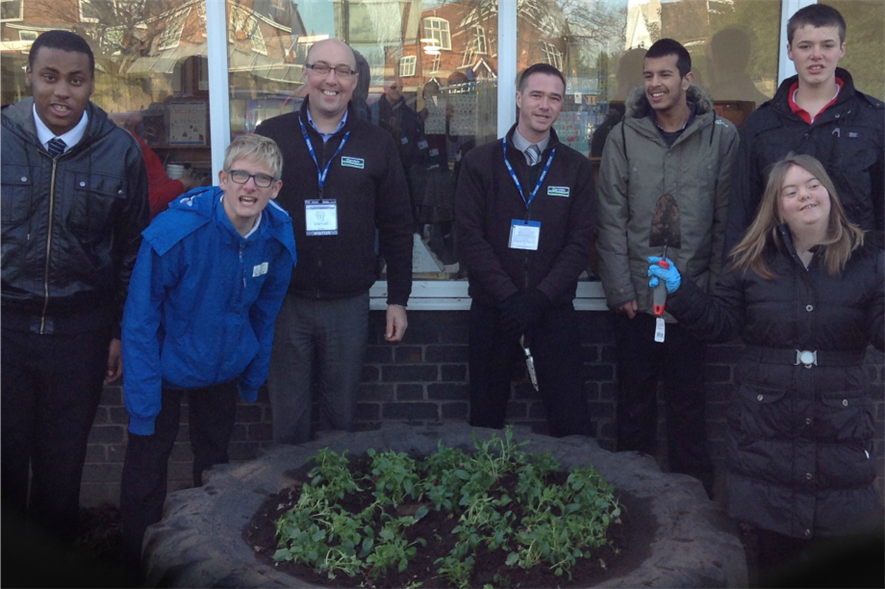 The tyre garden at Queensbury School