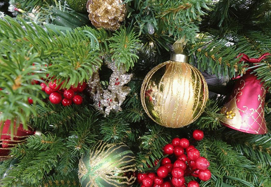 Christmas decorations on a fir Christmas tree