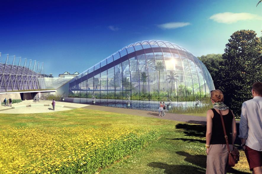 View towards the new glasshouse from the garden's front lawn - credit: RBGE