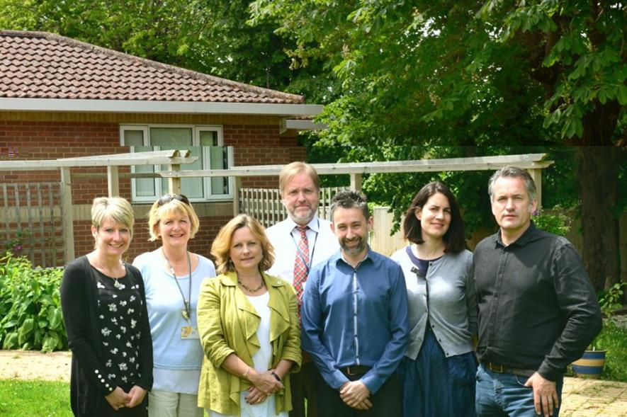 Staff and parents from Earl Mountbatten Hospice with Greenfingers members including Matthew Wilson, right. Image: Supplied