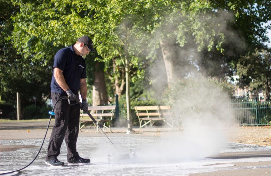 Foamstream uses hot water insulated by foam to kill weeds, algae, and now coronavirus - credit: Weedingtech