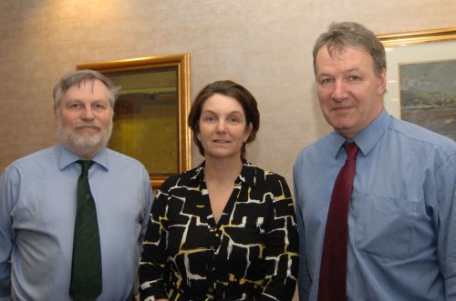 Professor Spence flanked by Northern Ireland's Forest Service chief executive Malcolm Beattie (L) and AFBI chief executive Professor Seamus Kennedy
