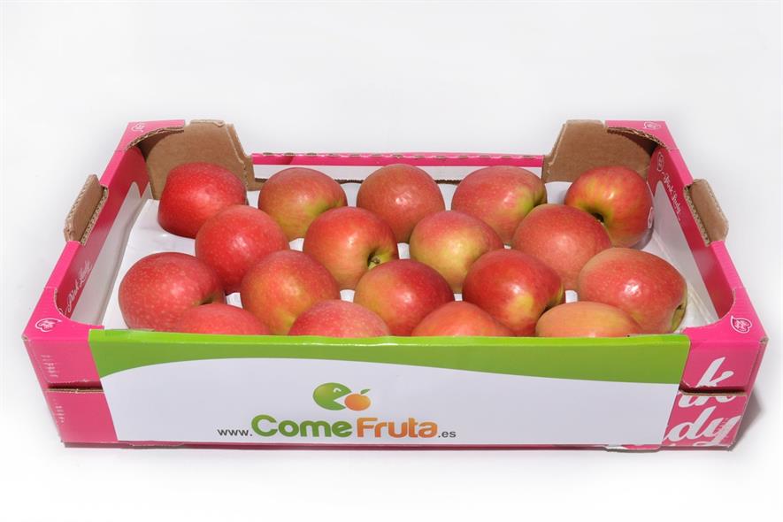 Pink lady apples in a box