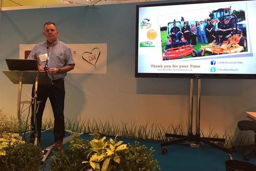 Parks and environment officer Simon Rose speaking at IoG Saltex 2016 - image: HW