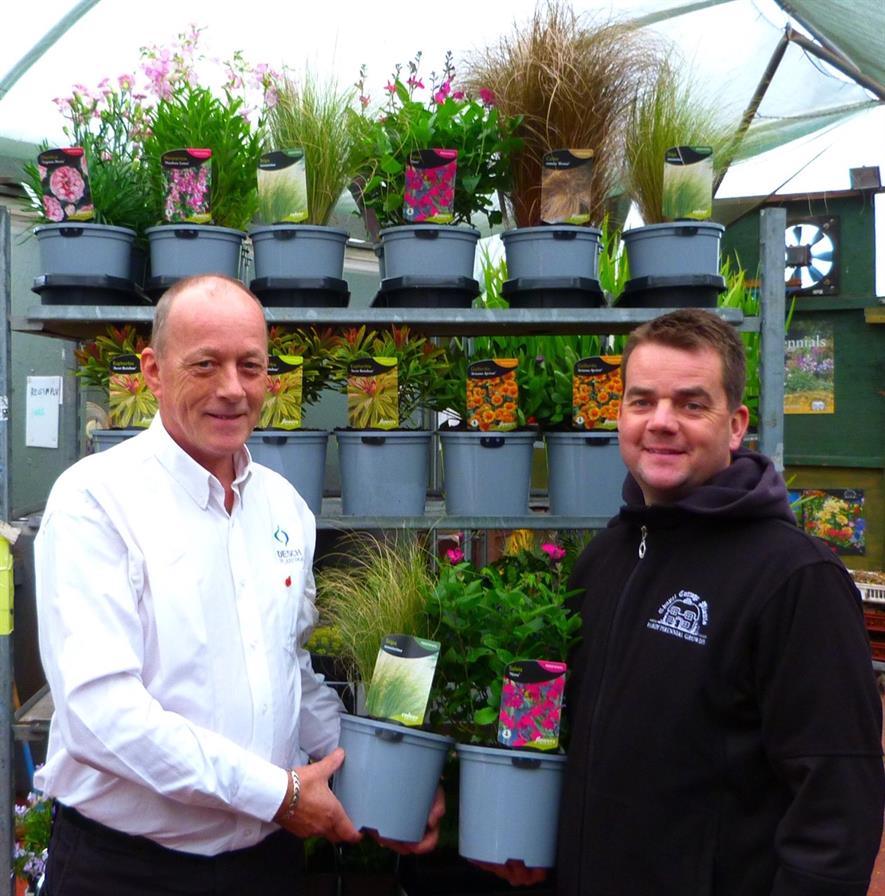 Desch-Plantpak Area Manager, Rob Boswijk (on the left) with Nicholas Green, Director of Chapel Cottage Plants