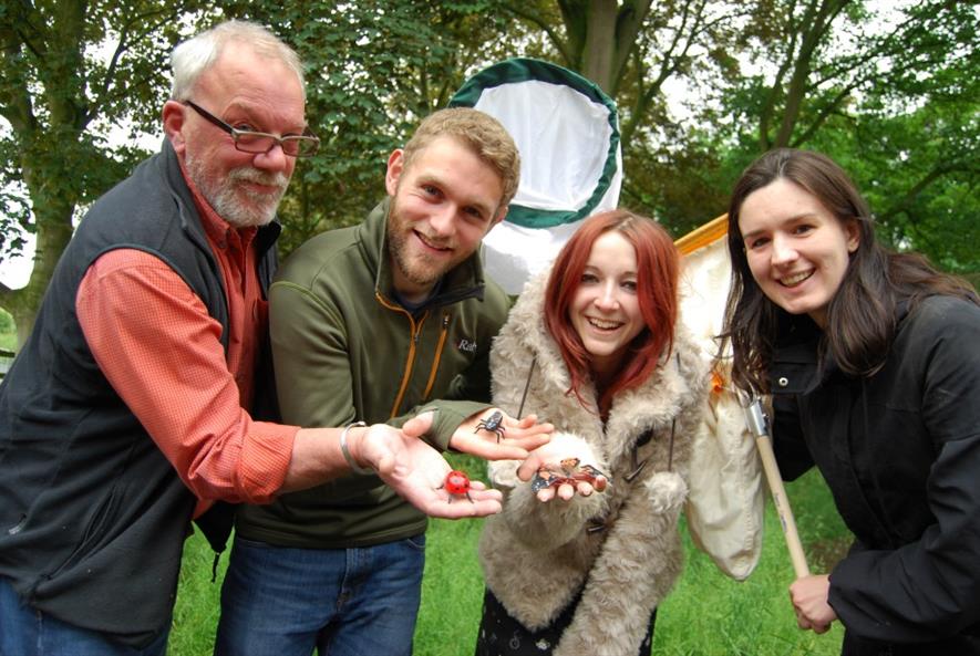 Geoff Stanley, Jonathan Finch, Charlotte Rowley and Fran Sconce preparing for All About Insects