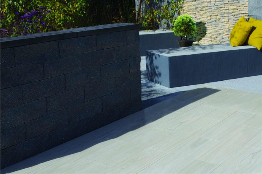 Madera wood-effect paving in Birch. Image: Bradstone