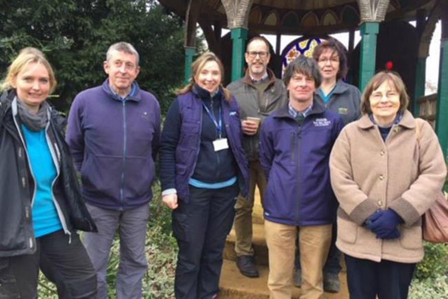 (l-r): Jenny Osborne (Jordan’s Mill), Nick Aikman (RSPB Sandy), Sissel Dahl (Swiss Garden), Phil Nicholson (Ampthill Park), Andrew Grout (Woburn Abbey), Debbie Searle (Jordan’s Mill), Susan Morgan (Luton Hoo Walled Garden)