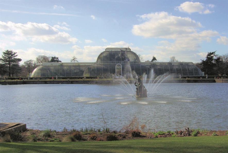 Kew's fountains will be lit up for the Christmas festival.