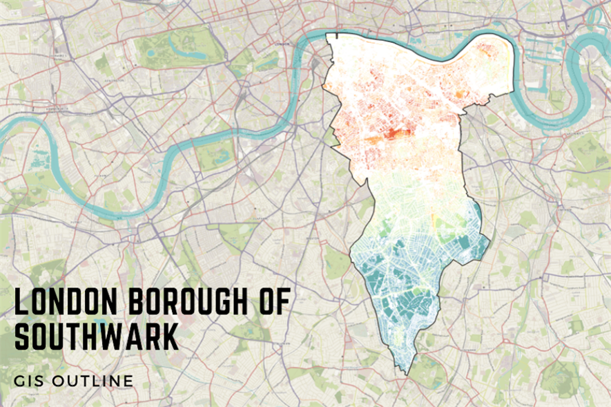 A geographic information system (GIS) representation of Southwark - credit: Treeconomics