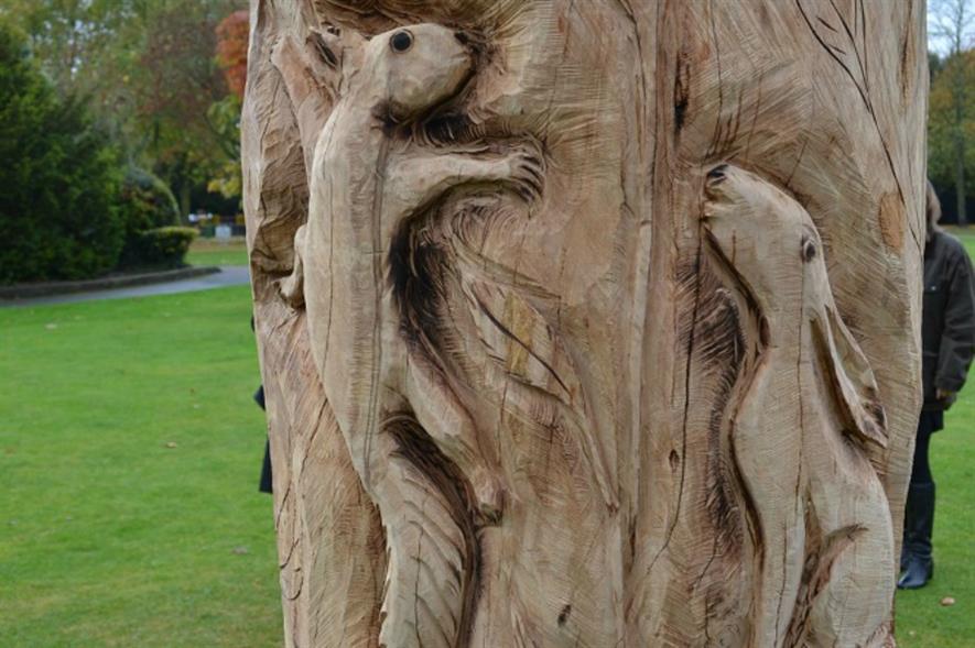 Close-up of the beech tree sculpture. Image: NHDC