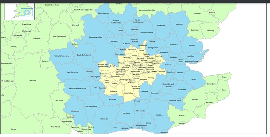 OPM management zones 2022 established yellow, buffer blue, pest-free green
