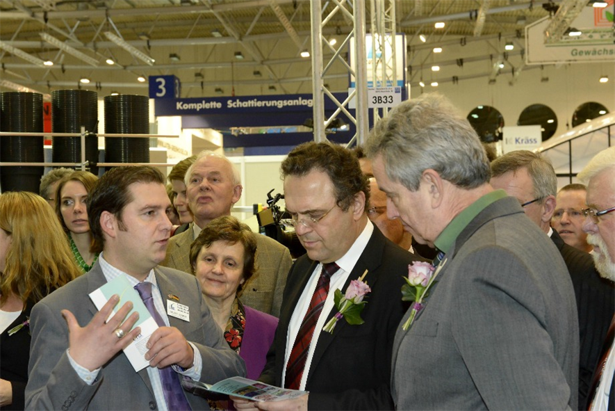 Stuart Booker (left) meets German politicians