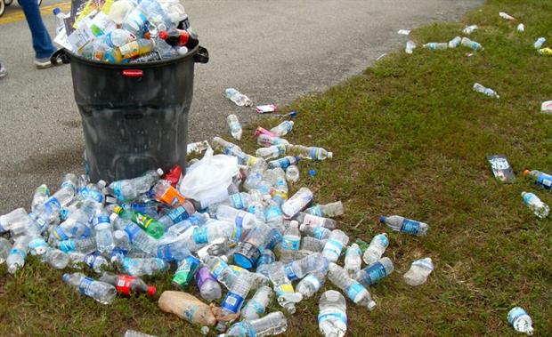 Water bottles collected at park event. Image: Bob B Brown/Flickr.