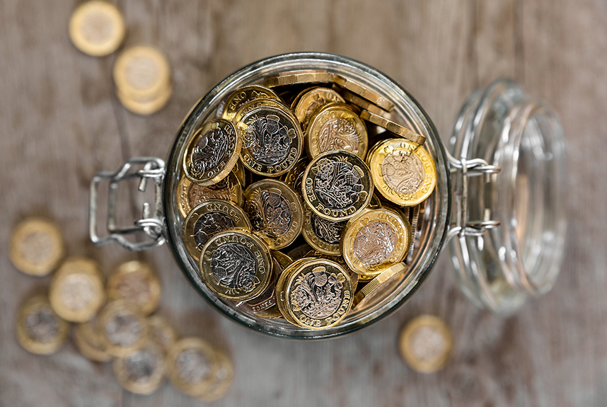 Jar of pound coins