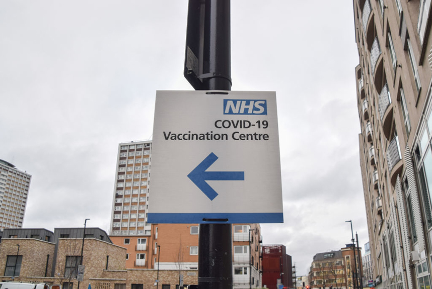 COVID-19 vaccination centre sign