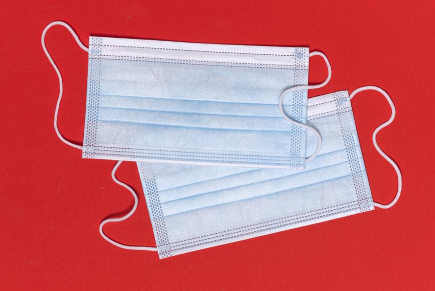 Two surgical disposable face masks 