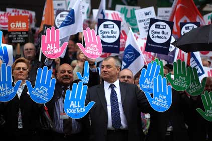 Hands on: TUC's Brendan Barber protesting