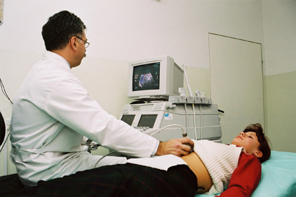 Sound treatment: a patient undergoes an ultrasound procedure