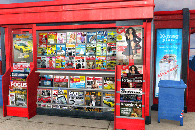 Lekiosk: offers users a 3D rotating British-style digital newsstand