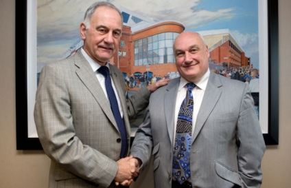 Rangers hire: James Traynor (right) with Rangers owner Charles Green